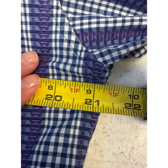 Robert Graham L Purple Striped Embroidered Flip Cuff Button Shirt Designer D59 - Picture 7 of 8